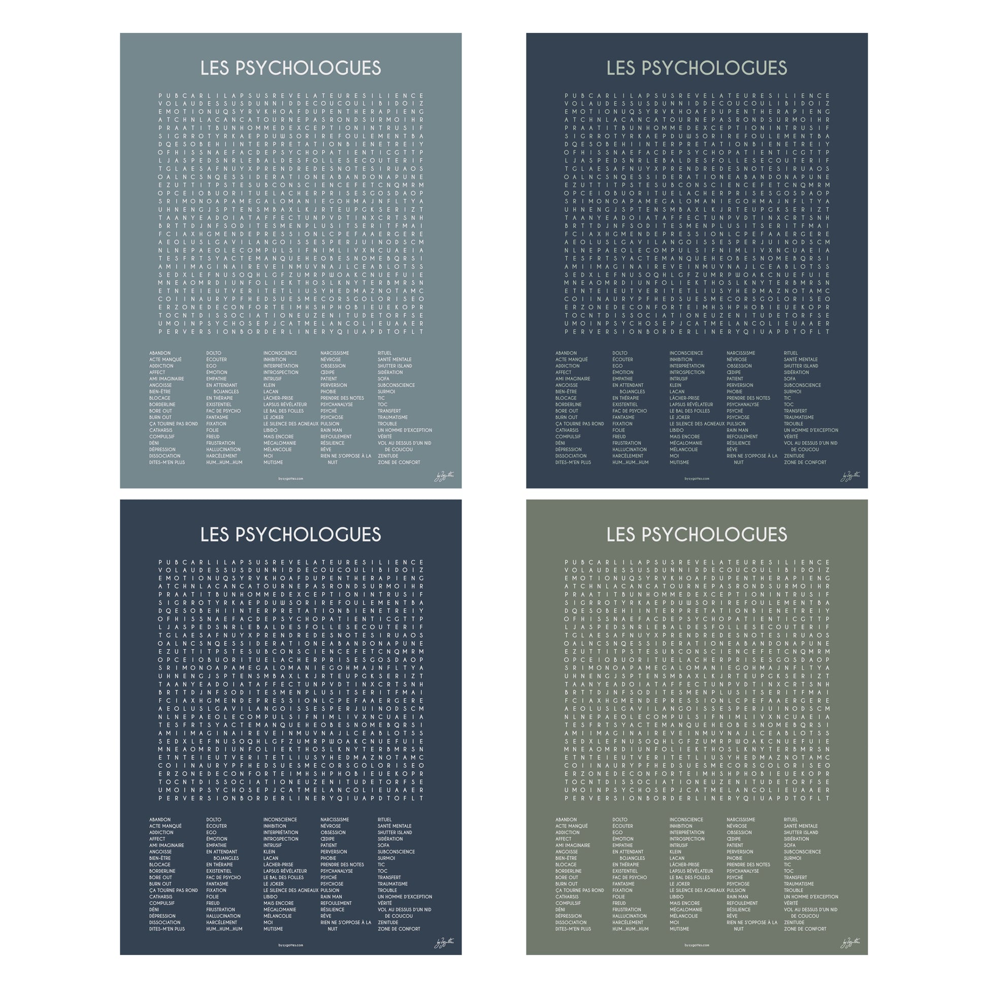 Affiche Les Psychologues collection Les Mots Font Le Job pour cabinet de psychologie.