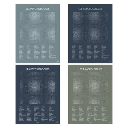 Affiche Les Psychologues collection Les Mots Font Le Job pour cabinet de psychologie.