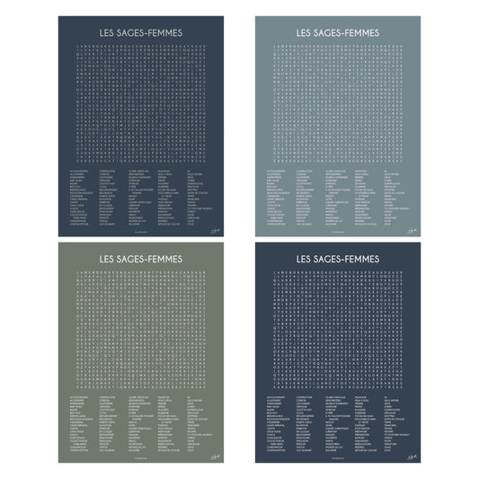 Affiche Les Sages-Femmes collection Les Mots Font Le Job pour cabinet de sage-femme.
