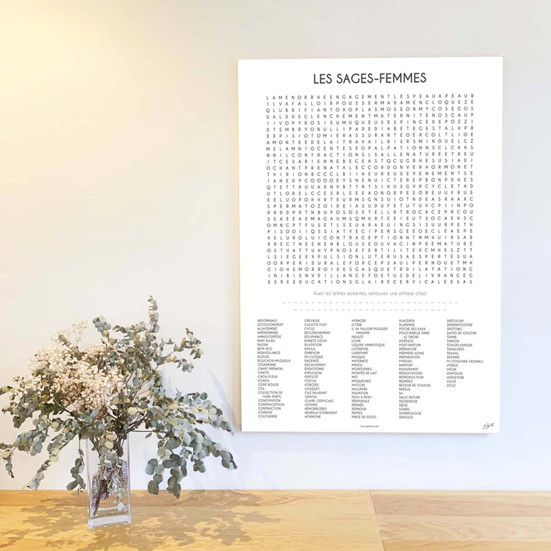 Affiche Les Sages-Femmes collection Les Mots Font Le Job pour cabinet de sage-femme.
