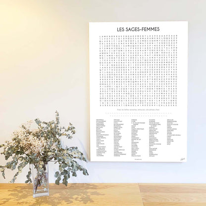 Affiche Les Sages-Femmes collection Les Mots Font Le Job pour cabinet de sage-femme.
