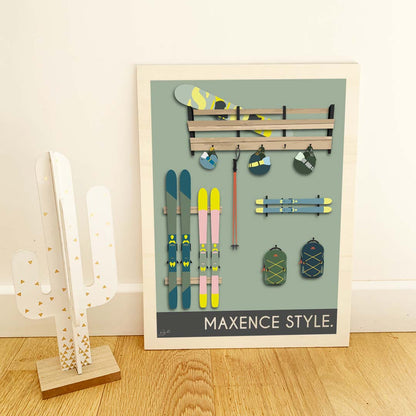 Affiche montagne sports d'hiver – décoration murale inspirée du ski, de la neige, des paysages alpins et de l'univers de la montagne.