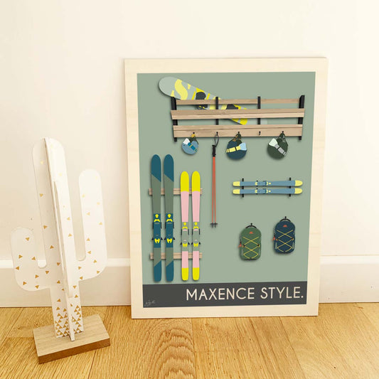 Affiche montagne sports d'hiver – décoration murale inspirée du ski, de la neige, des paysages alpins et de l'univers de la montagne.