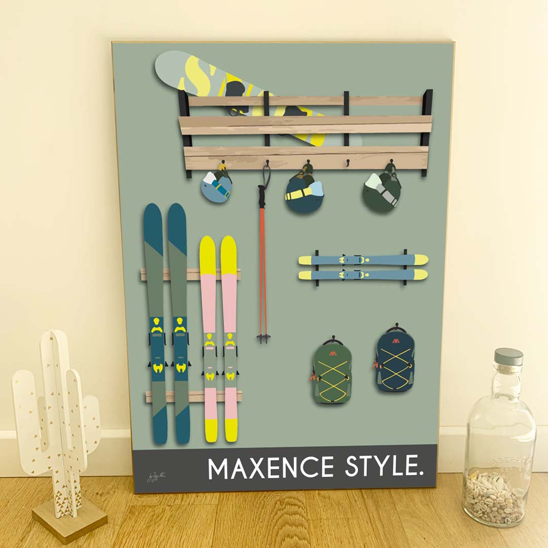 Affiche montagne sports d'hiver – décoration murale inspirée du ski, de la neige, des paysages alpins et de l'univers de la montagne.