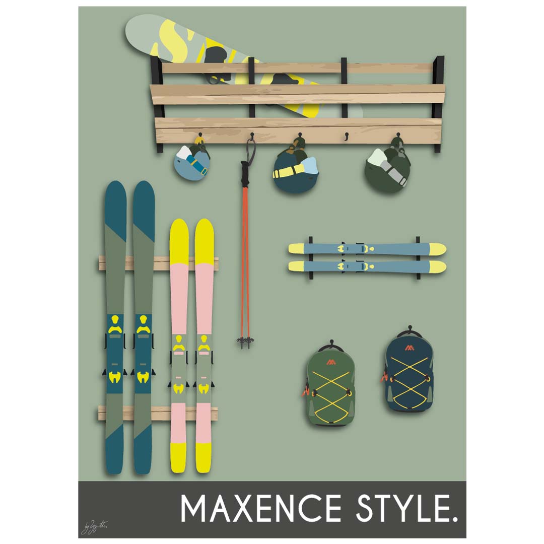 Affiche montagne sports d'hiver – décoration murale inspirée du ski, de la neige, des paysages alpins et de l'univers de la montagne.