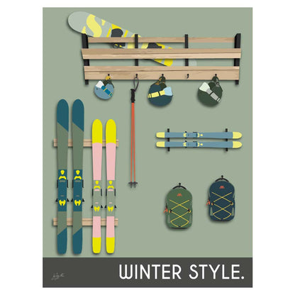 Affiche montagne sports d'hiver – décoration murale inspirée du ski, de la neige, des paysages alpins et de l'univers de la montagne.
