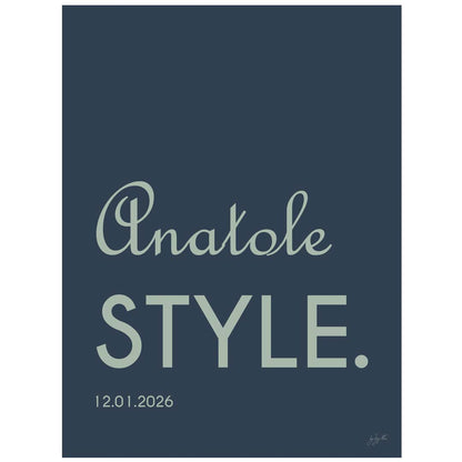 Affiche Name Style personnalisée avec prénom ou nom, décoration murale moderne fabriquée en France.