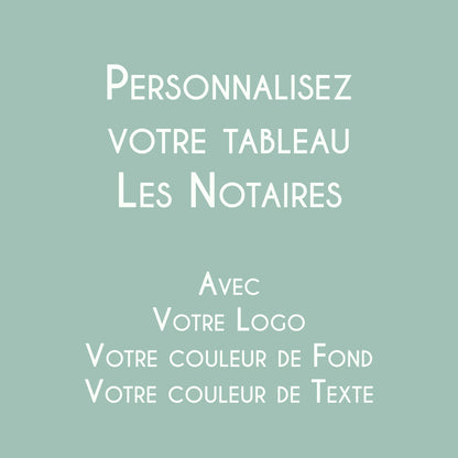 Affiche personnalisée Les Notaires avec logo et couleurs d'une étude notariale.
