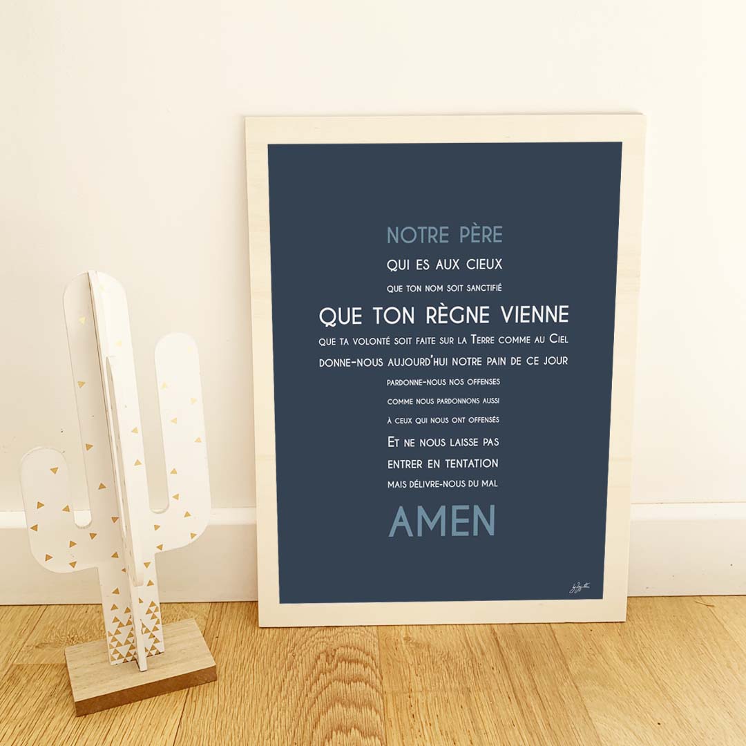 Affiche Notre Père – décoration murale chrétienne mettant en valeur la célèbre prière enseignée par Jésus.