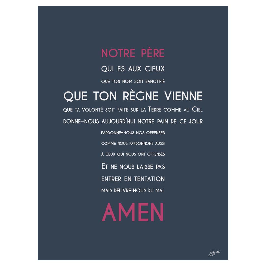 Affiche Notre Père – décoration murale chrétienne mettant en valeur la célèbre prière enseignée par Jésus.