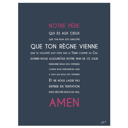 Affiche Notre Père – décoration murale chrétienne mettant en valeur la célèbre prière enseignée par Jésus.