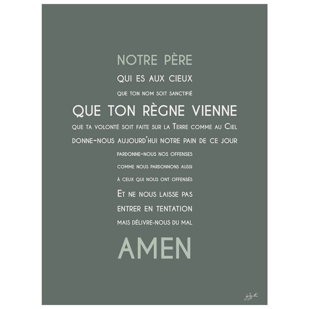 Affiche Notre Père – décoration murale chrétienne mettant en valeur la célèbre prière enseignée par Jésus.