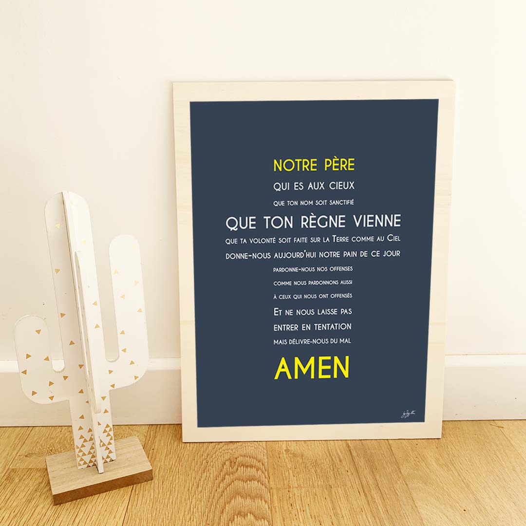 Affiche Notre Père – décoration murale chrétienne mettant en valeur la célèbre prière enseignée par Jésus.