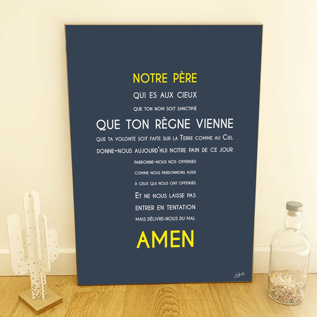 Affiche Notre Père – décoration murale chrétienne mettant en valeur la célèbre prière enseignée par Jésus.
