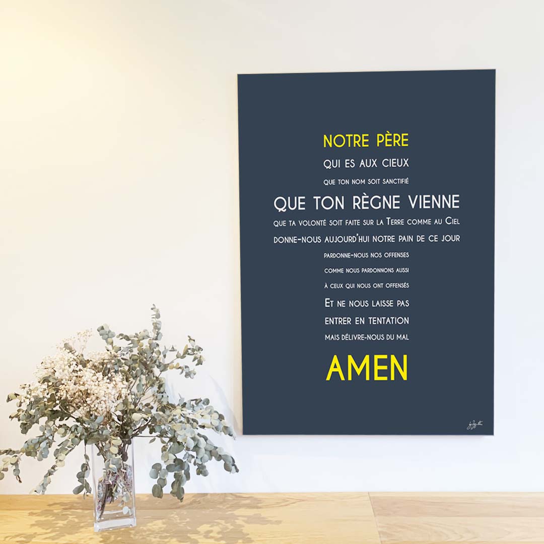 Affiche Notre Père – décoration murale chrétienne mettant en valeur la célèbre prière enseignée par Jésus.