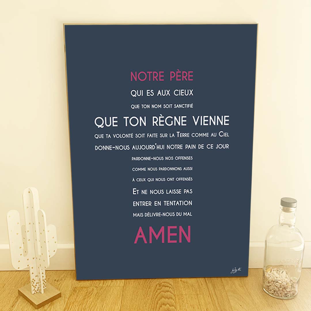 Affiche Notre Père – décoration murale chrétienne mettant en valeur la célèbre prière enseignée par Jésus.
