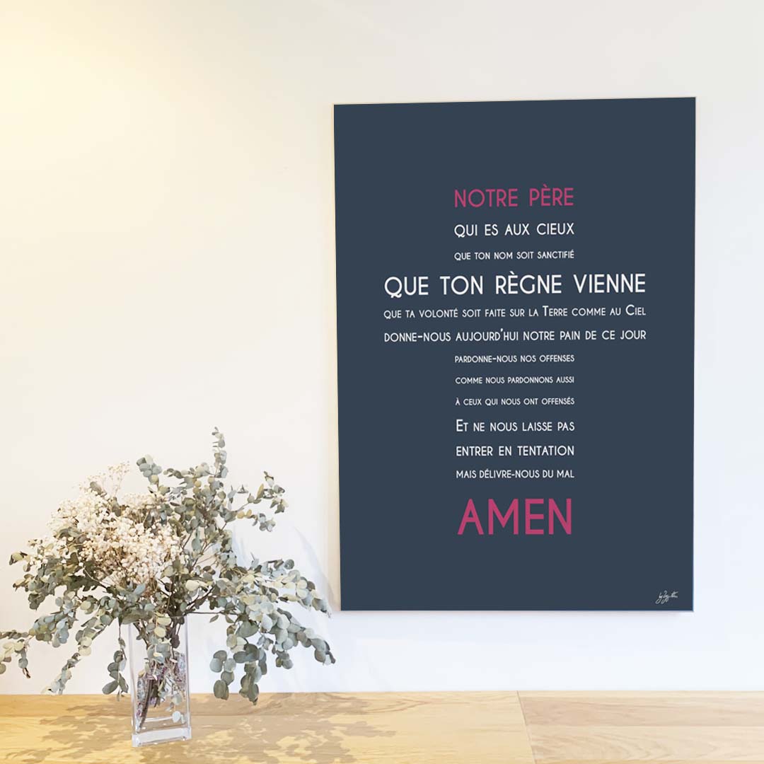 Affiche Notre Père – décoration murale chrétienne mettant en valeur la célèbre prière enseignée par Jésus.