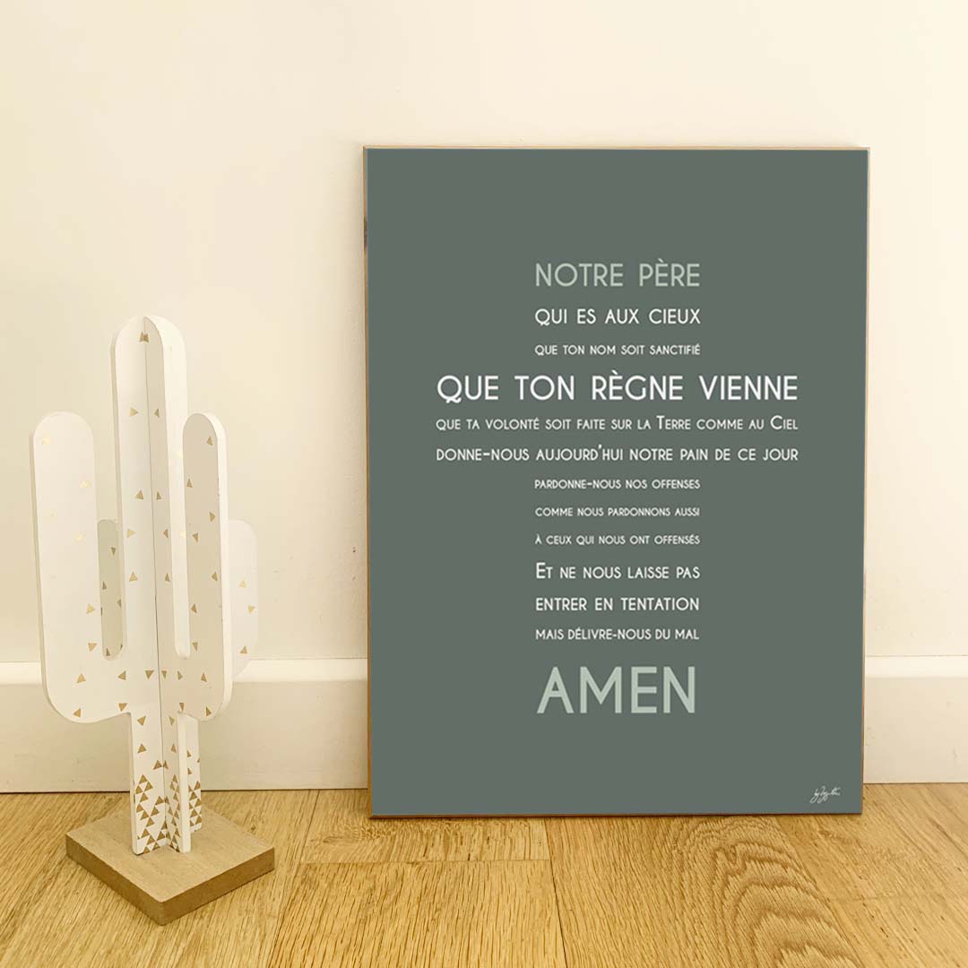 Affiche Notre Père – décoration murale chrétienne mettant en valeur la célèbre prière enseignée par Jésus.