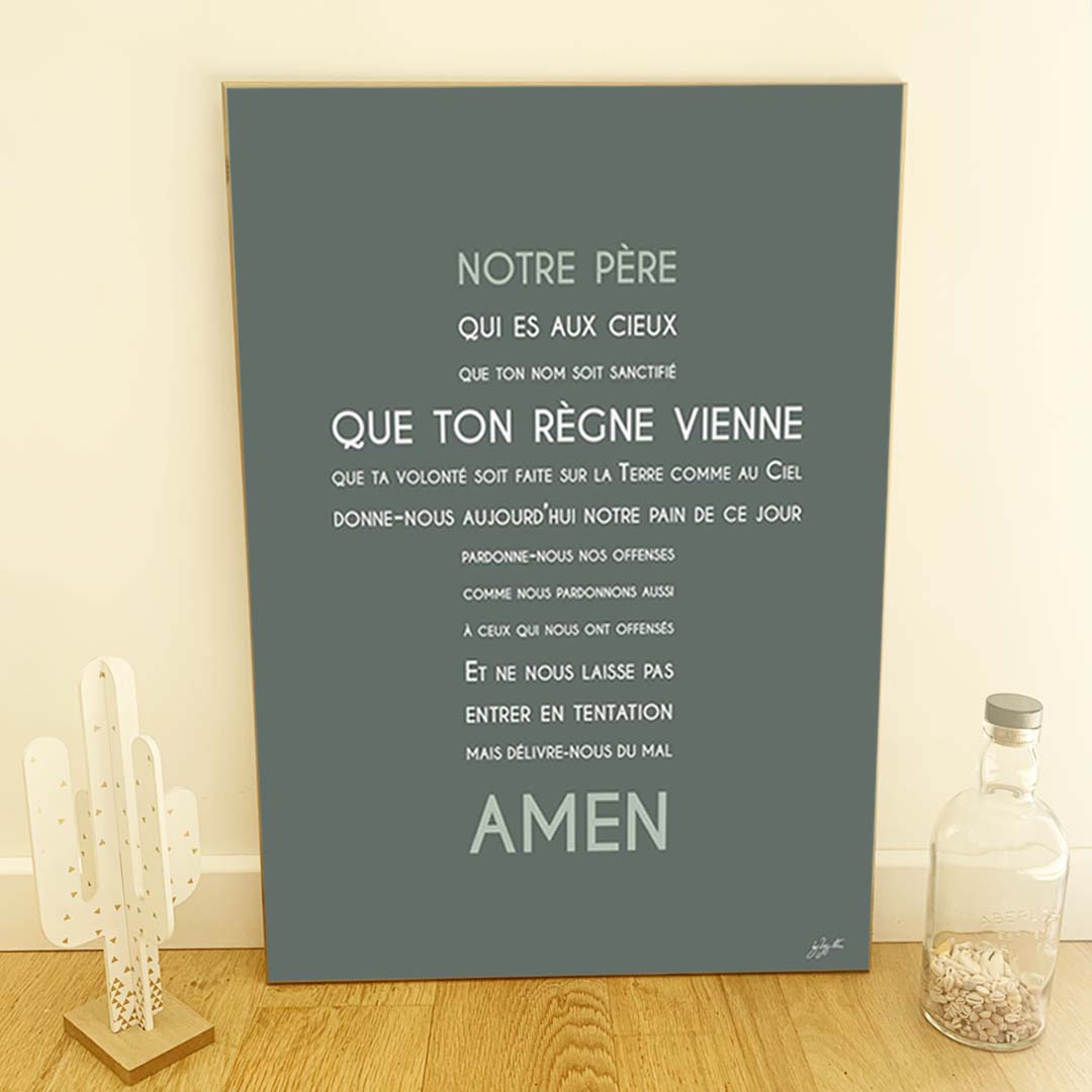 Affiche Notre Père – décoration murale chrétienne mettant en valeur la célèbre prière enseignée par Jésus.