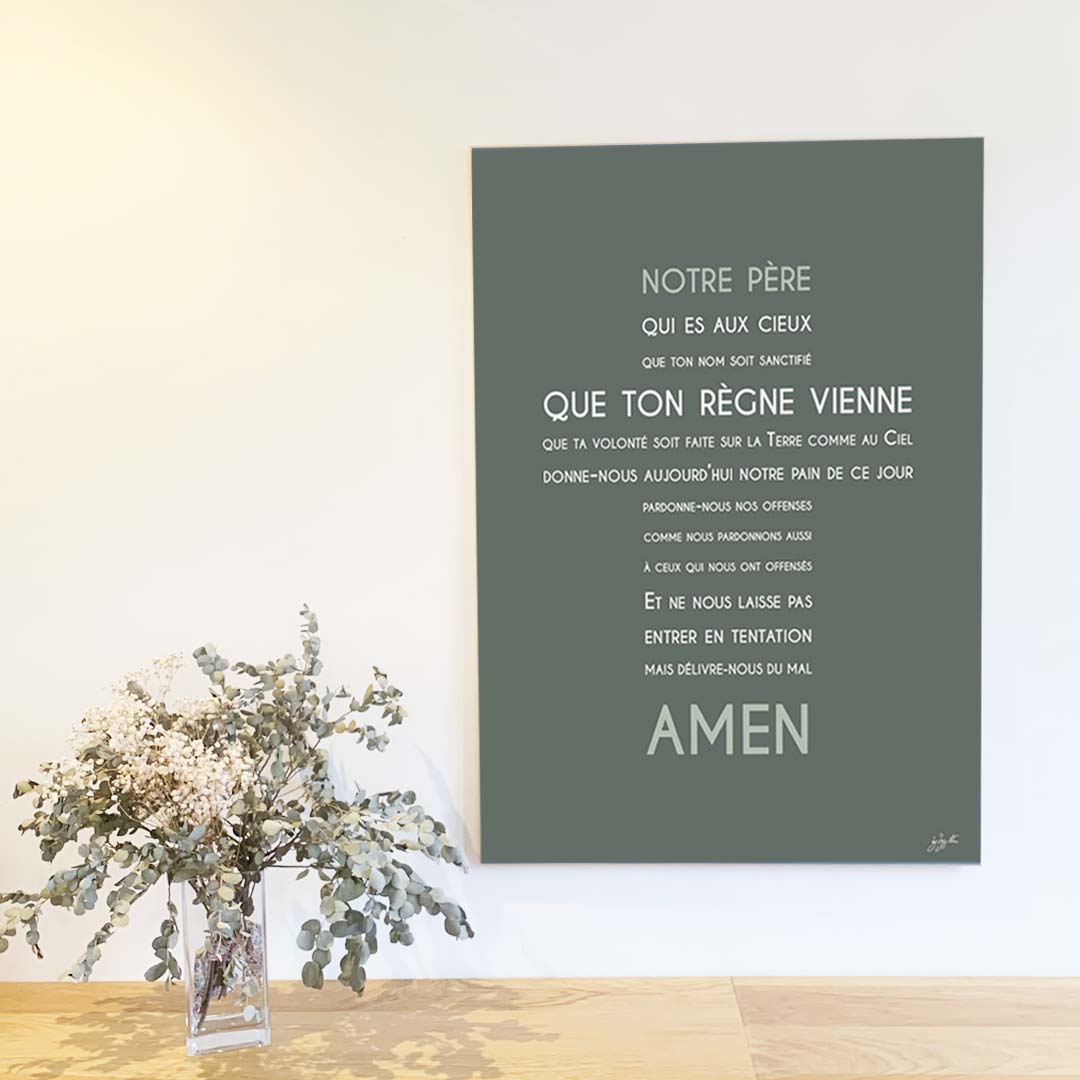 Affiche Notre Père – décoration murale chrétienne mettant en valeur la célèbre prière enseignée par Jésus.
