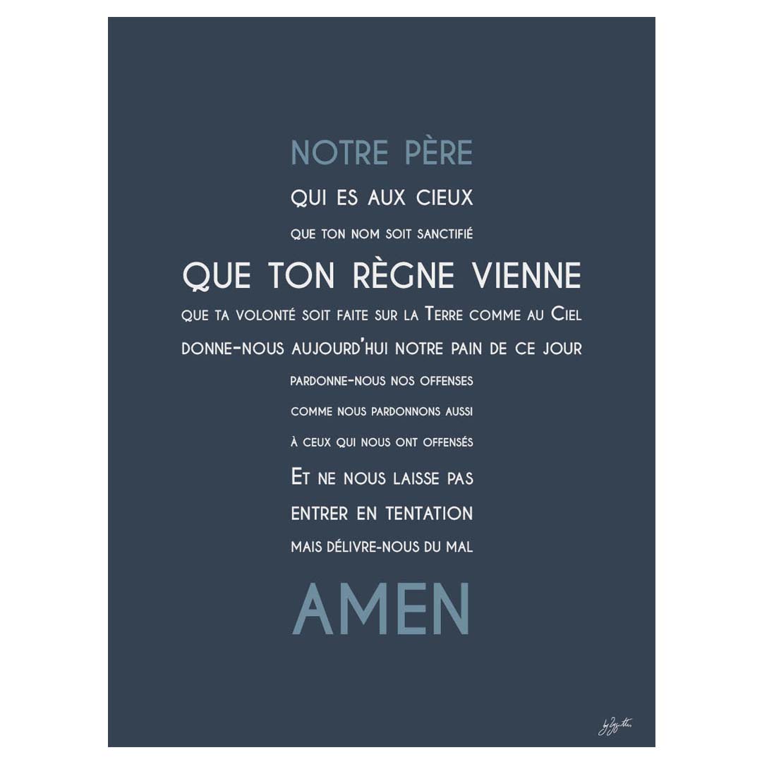 Affiche Notre Père – décoration murale chrétienne mettant en valeur la célèbre prière enseignée par Jésus.