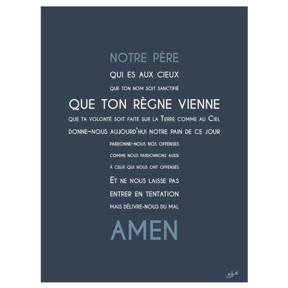 Affiche Notre Père – décoration murale chrétienne mettant en valeur la célèbre prière enseignée par Jésus.