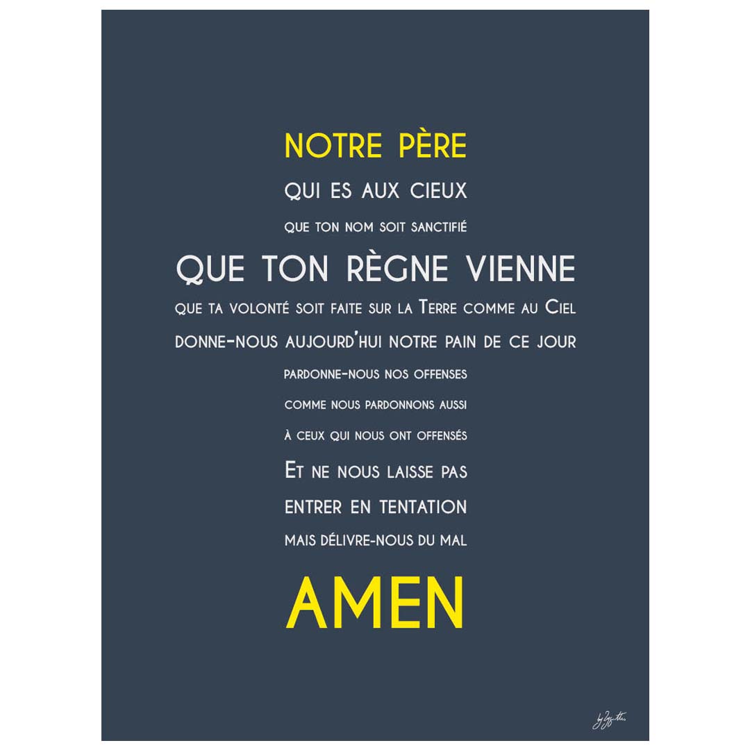 Affiche Notre Père – décoration murale chrétienne mettant en valeur la célèbre prière enseignée par Jésus.