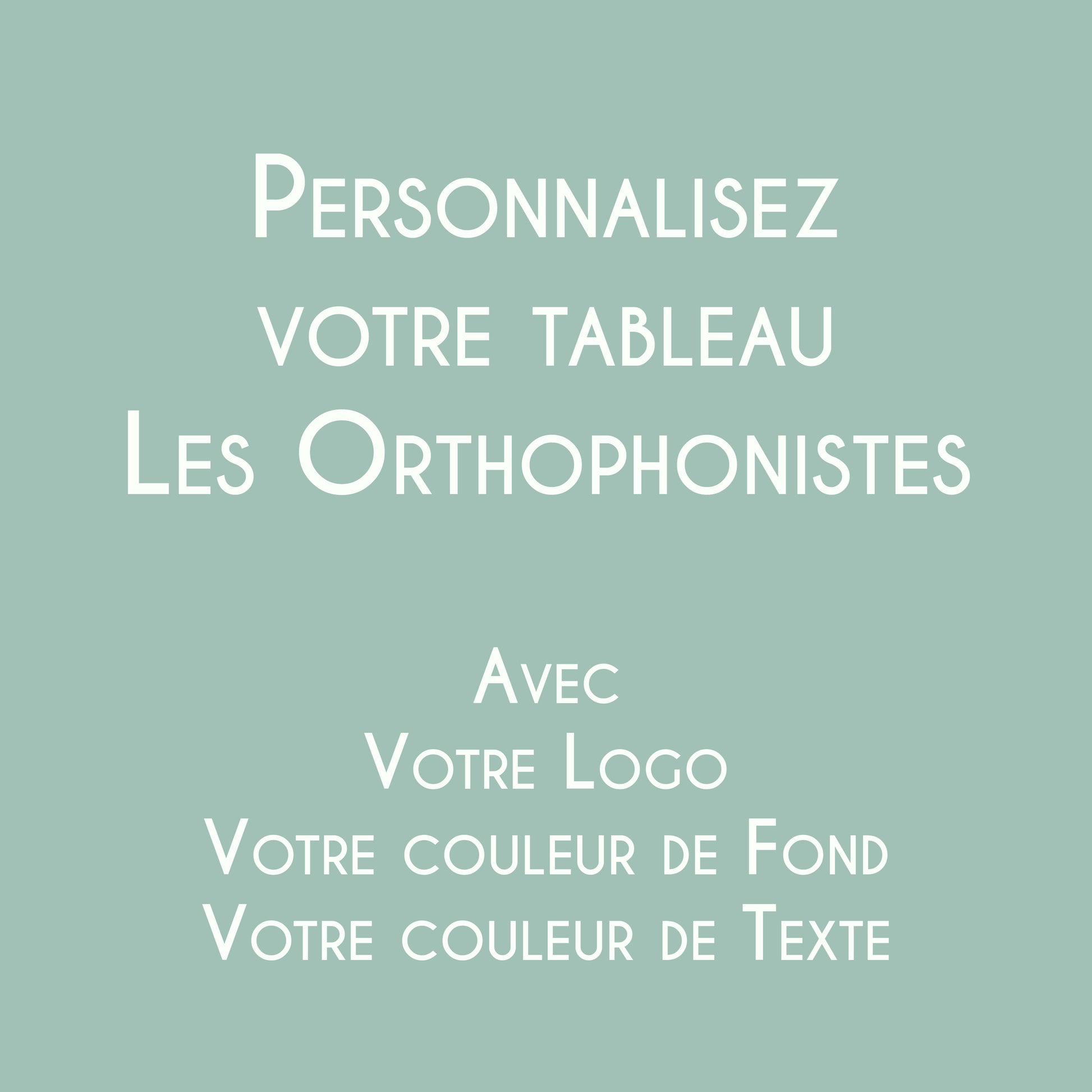 Affiche personnalisée Les Orthophonistes avec logo et couleurs du cabinet d'orthophonie fabriquée en France.