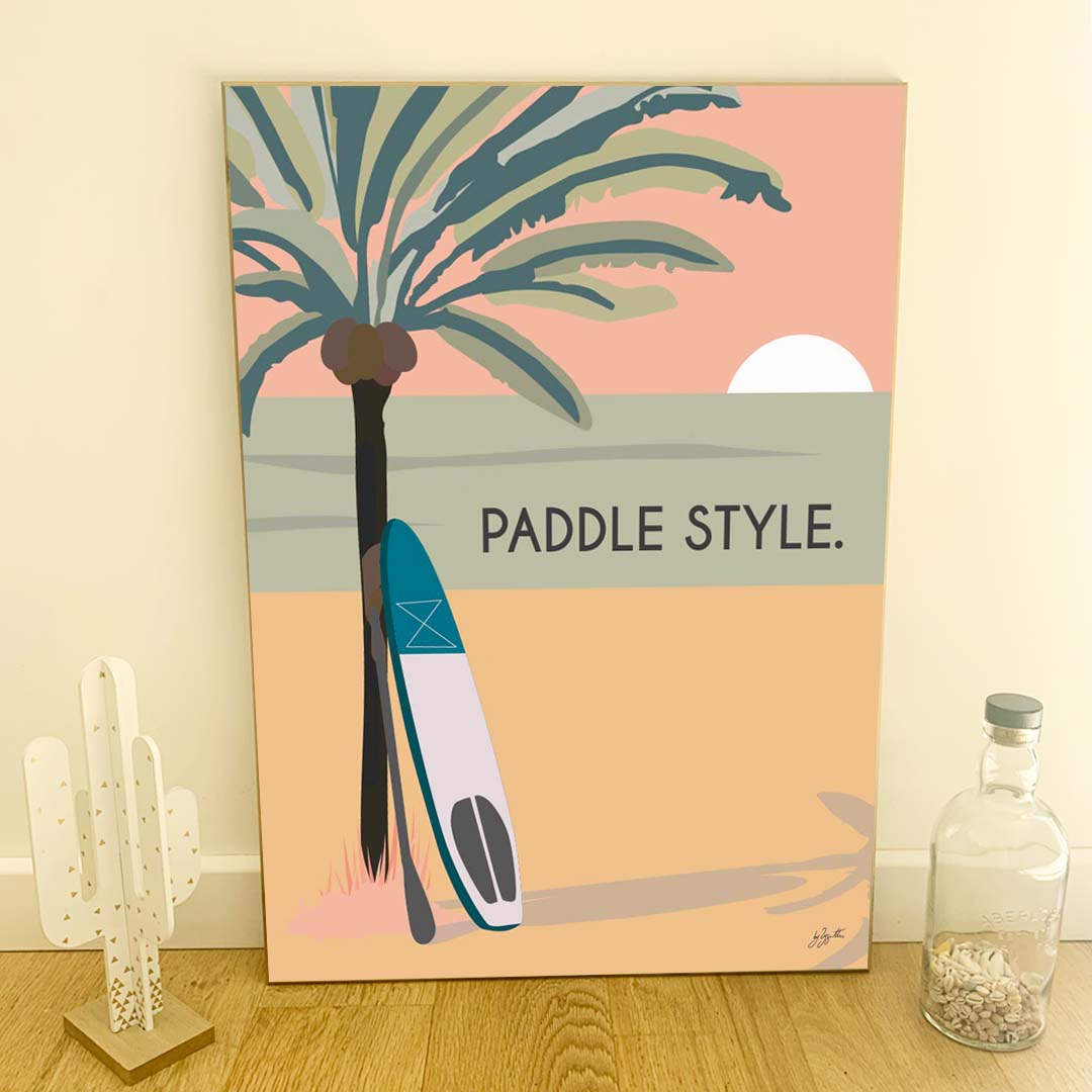 Affiche paddle océan – décoration murale inspirée du stand-up paddle, des sports nautiques et de l’esprit bord de mer.