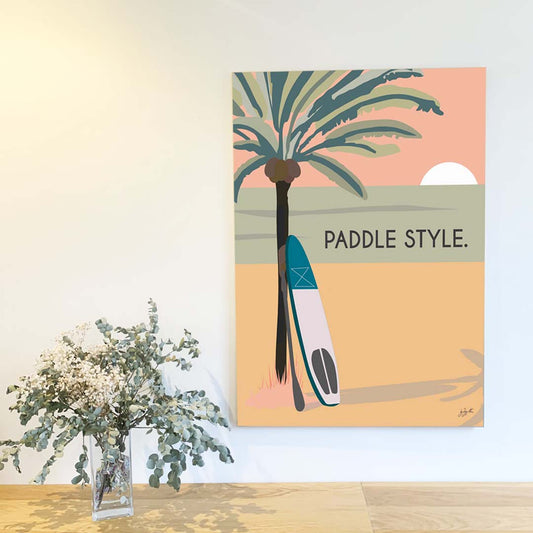 Affiche paddle océan – décoration murale inspirée du stand-up paddle, des sports nautiques et de l’esprit bord de mer.