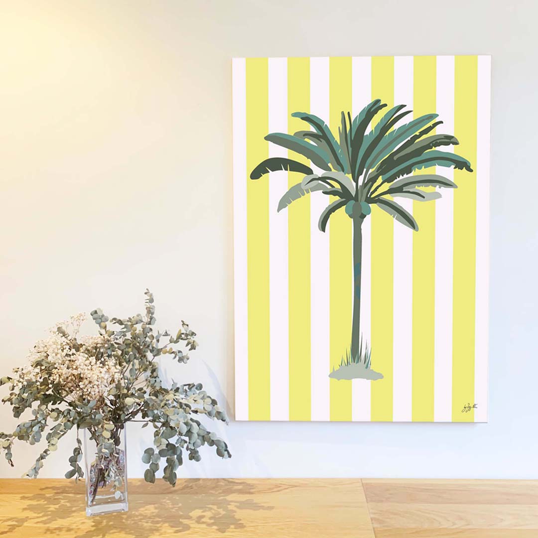 Affiche Palmier Jaune – décoration murale inspirée de la mode et des couleurs ensoleillées.