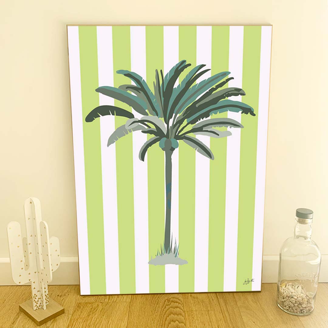 Affiche Palmier vert – décoration murale inspirée de la mode et des couleurs ensoleillées.