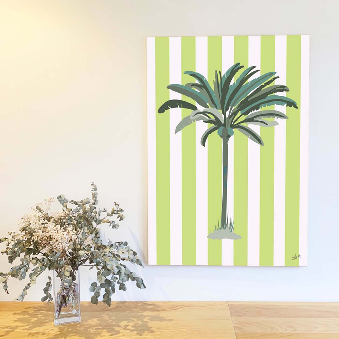 Affiche Palmier vert – décoration murale inspirée de la mode et des couleurs ensoleillées.