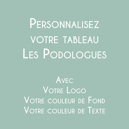 Affiche Les Podologues personnalisée avec logo et couleurs du cabinet.