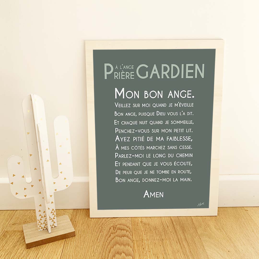 Affiche prière Ange Gardien – décoration murale chrétienne pour enfant inspirée de la protection de l'ange gardien.