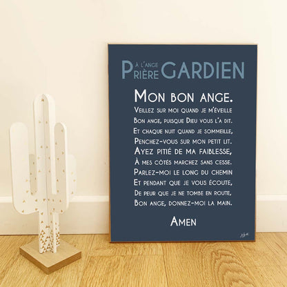 Affiche prière Ange Gardien – décoration murale chrétienne pour enfant inspirée de la protection de l'ange gardien.