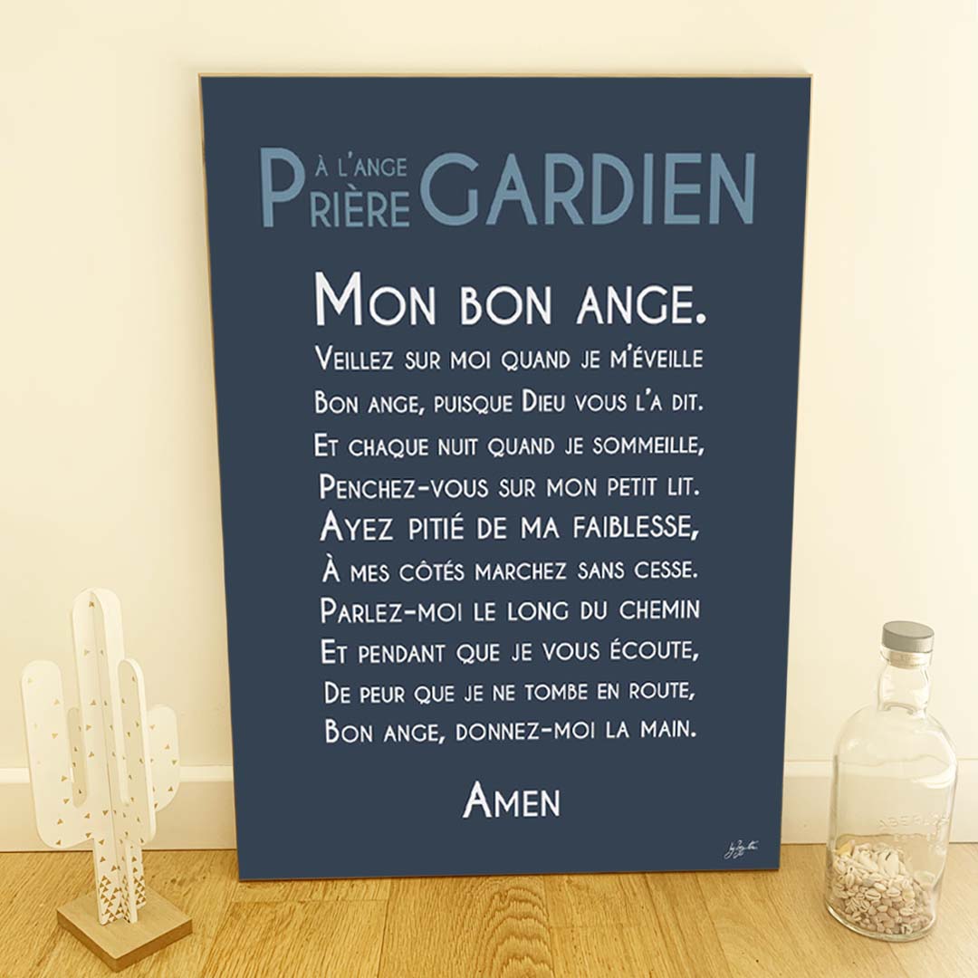 Affiche prière Ange Gardien – décoration murale chrétienne pour enfant inspirée de la protection de l'ange gardien.