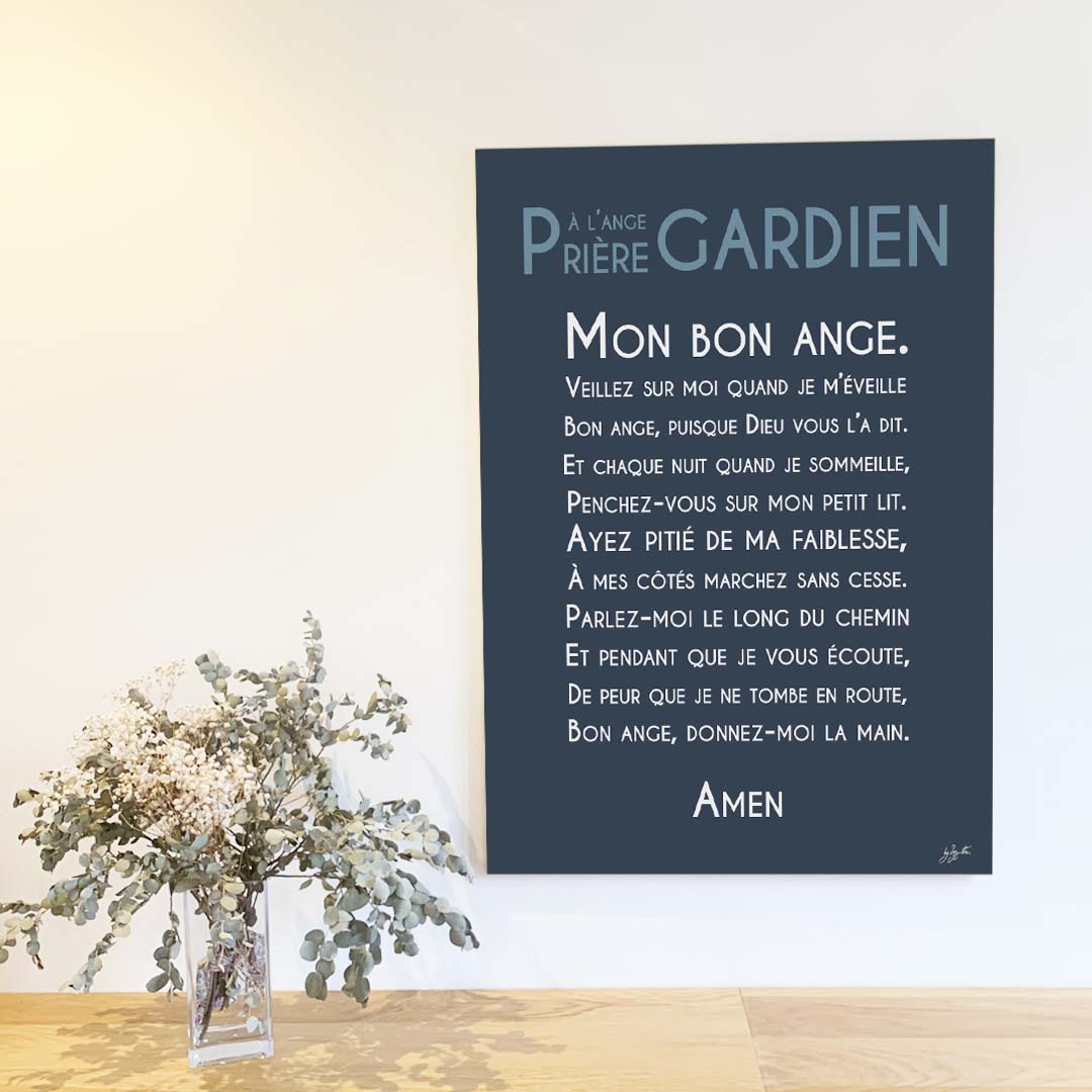 Affiche prière Ange Gardien – décoration murale chrétienne pour enfant inspirée de la protection de l'ange gardien.