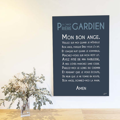 Affiche prière Ange Gardien – décoration murale chrétienne pour enfant inspirée de la protection de l'ange gardien.