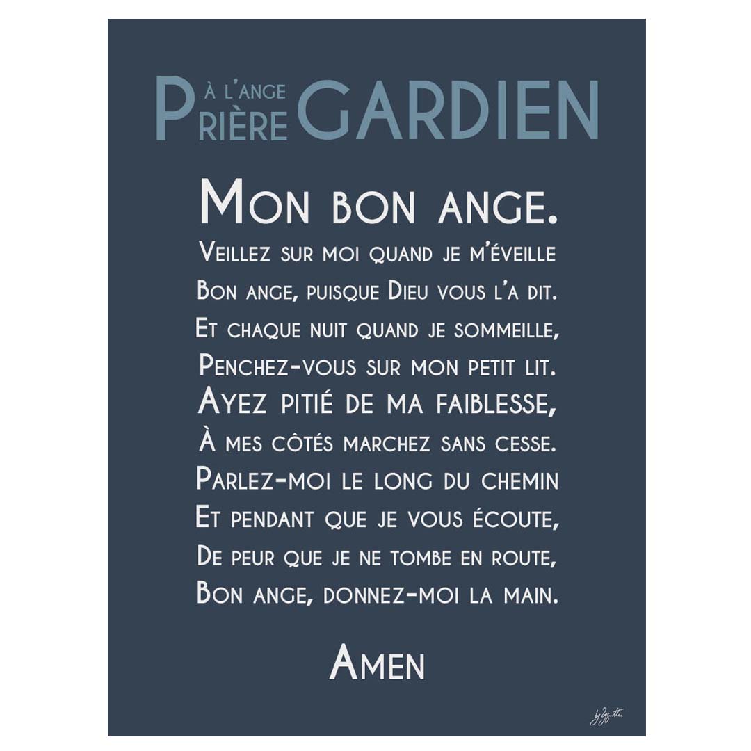 Affiche prière Ange Gardien – décoration murale chrétienne pour enfant inspirée de la protection de l'ange gardien