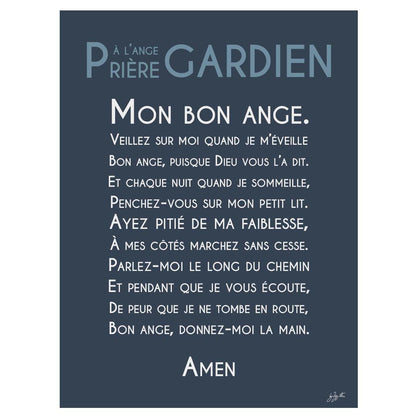 Affiche prière Ange Gardien – décoration murale chrétienne pour enfant inspirée de la protection de l'ange gardien