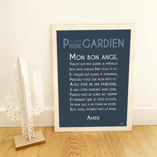 Affiche prière Ange Gardien – décoration murale chrétienne pour enfant inspirée de la protection de l'ange gardien.