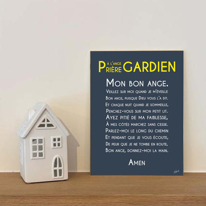 Affiche prière Ange Gardien – décoration murale chrétienne pour enfant inspirée de la protection de l'ange gardien.