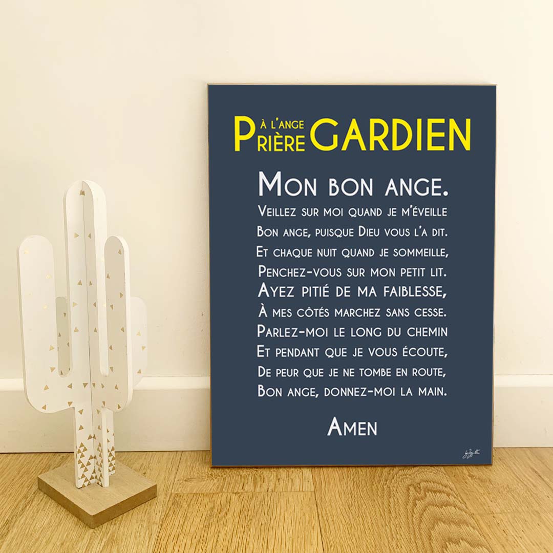 Affiche prière Ange Gardien – décoration murale chrétienne pour enfant inspirée de la protection de l'ange gardien.