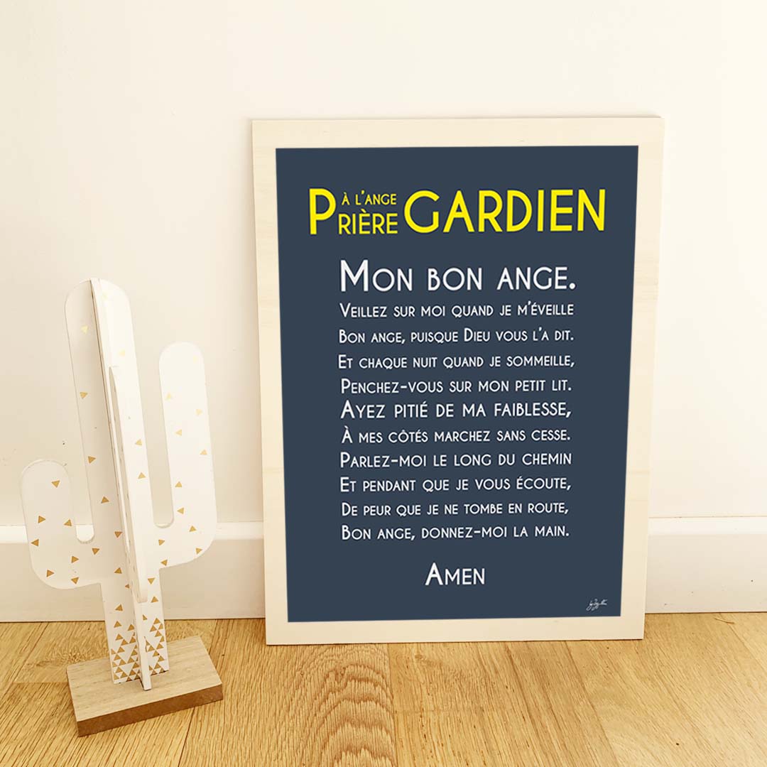 Affiche prière Ange Gardien – décoration murale chrétienne pour enfant inspirée de la protection de l'ange gardien.