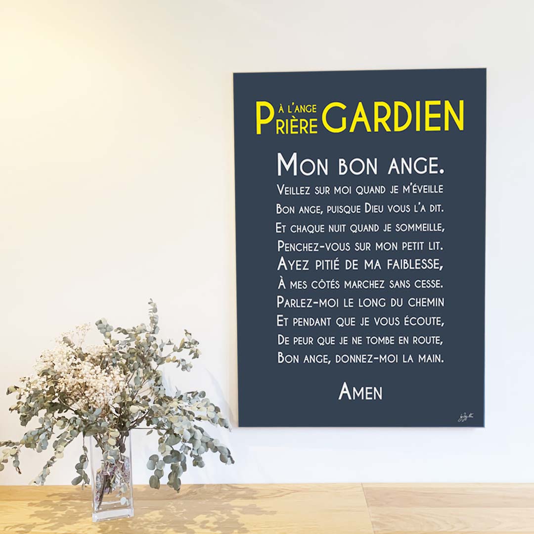 Affiche prière Ange Gardien – décoration murale chrétienne pour enfant inspirée de la protection de l'ange gardien.