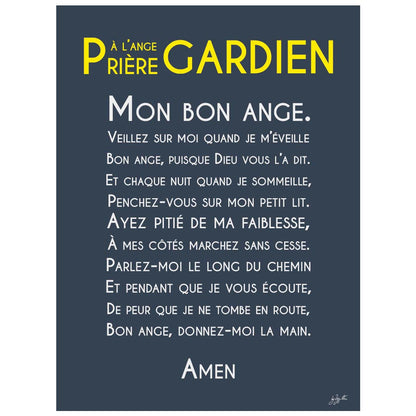 Affiche prière Ange Gardien – décoration murale chrétienne pour enfant inspirée de la protection de l'ange gardien