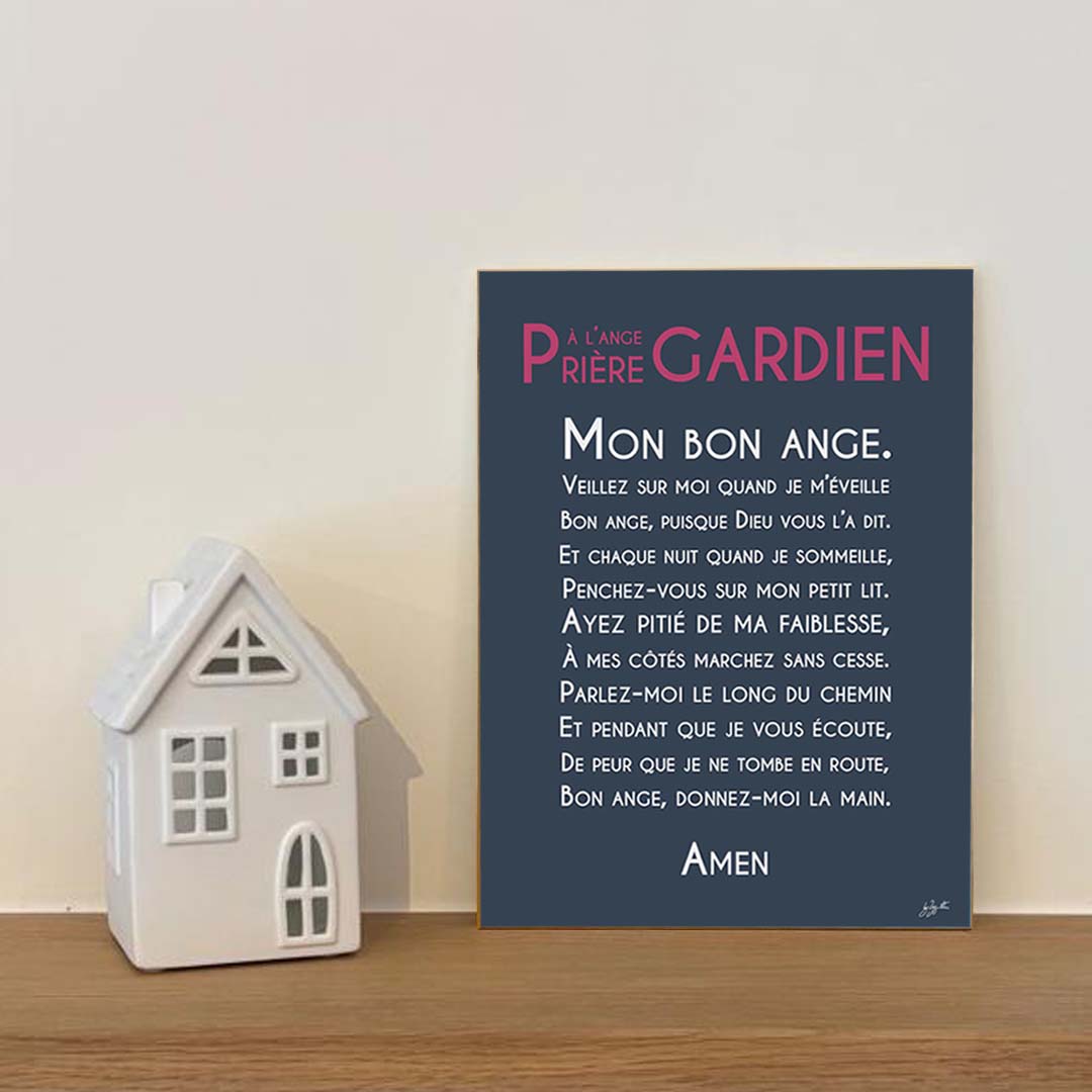 Affiche prière Ange Gardien – décoration murale chrétienne pour enfant inspirée de la protection de l'ange gardien.
