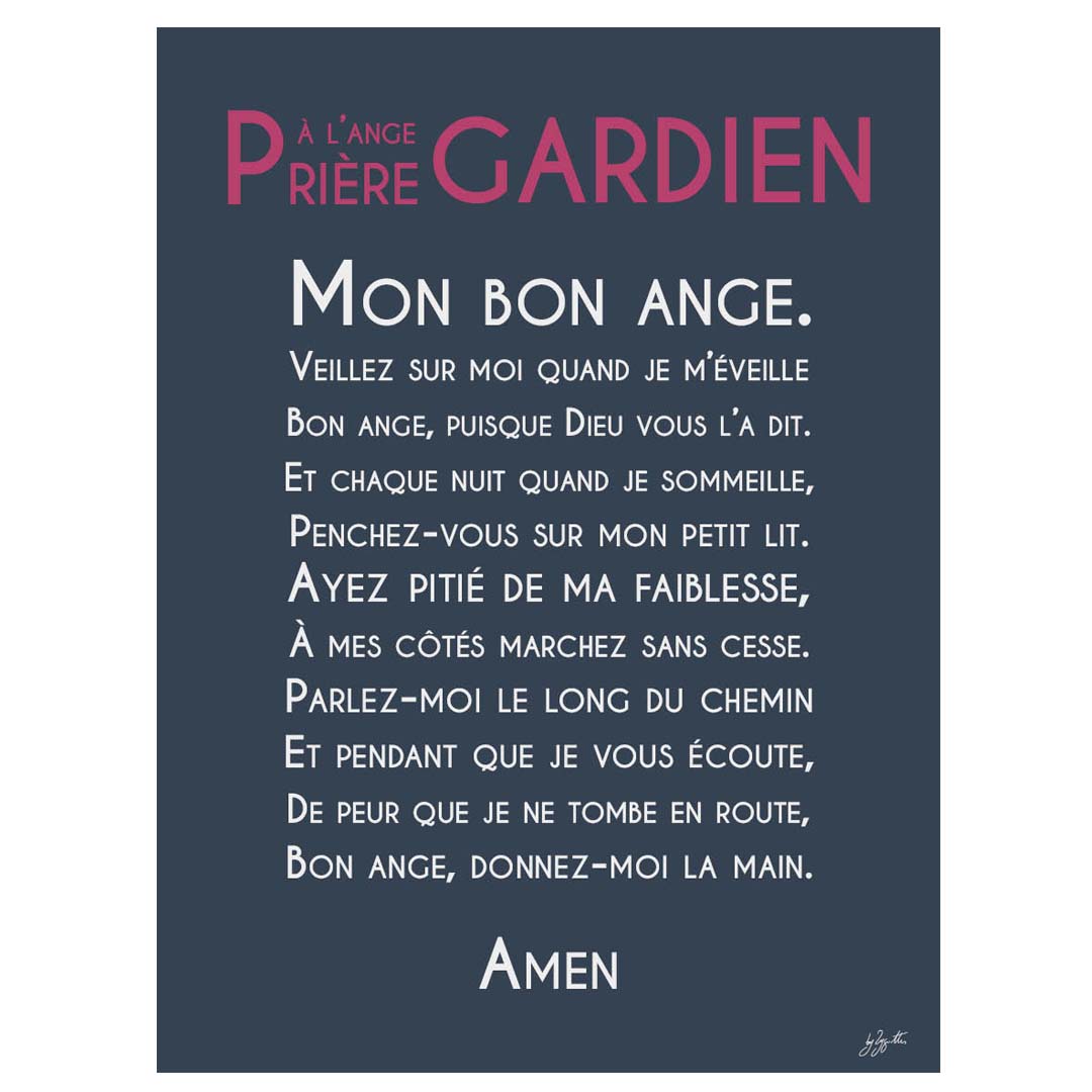 Affiche prière Ange Gardien – décoration murale chrétienne pour enfant inspirée de la protection de l'ange gardien