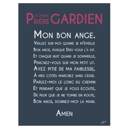 Affiche prière Ange Gardien – décoration murale chrétienne pour enfant inspirée de la protection de l'ange gardien